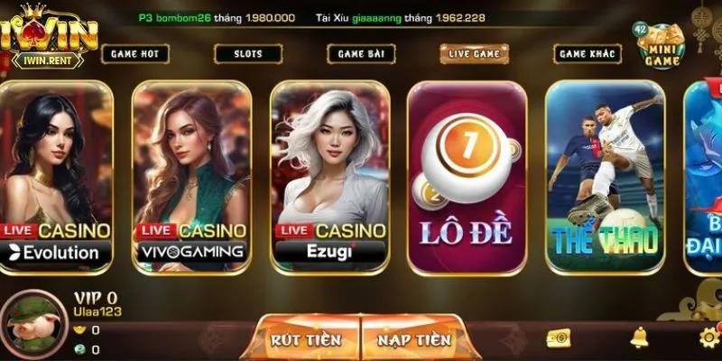 Người chơi truy cập trang chủ iWin để cập nhật Giftcode